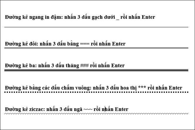 Các kiểu kẻ ngang Word