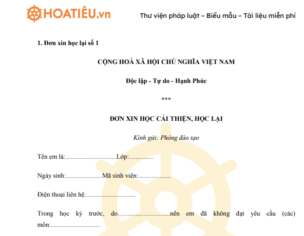 Đơn xin học lại