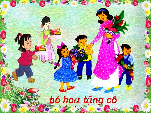 Tranh vẽ bó hoa tặng cô