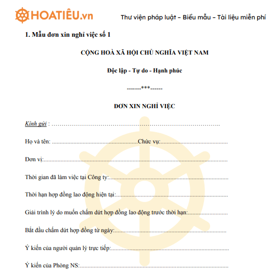 Đơn xin nghỉ việc