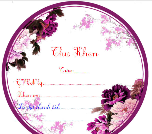 Thư khen học sinh
