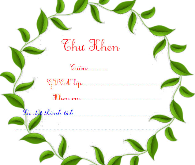 Thư khen học sinh