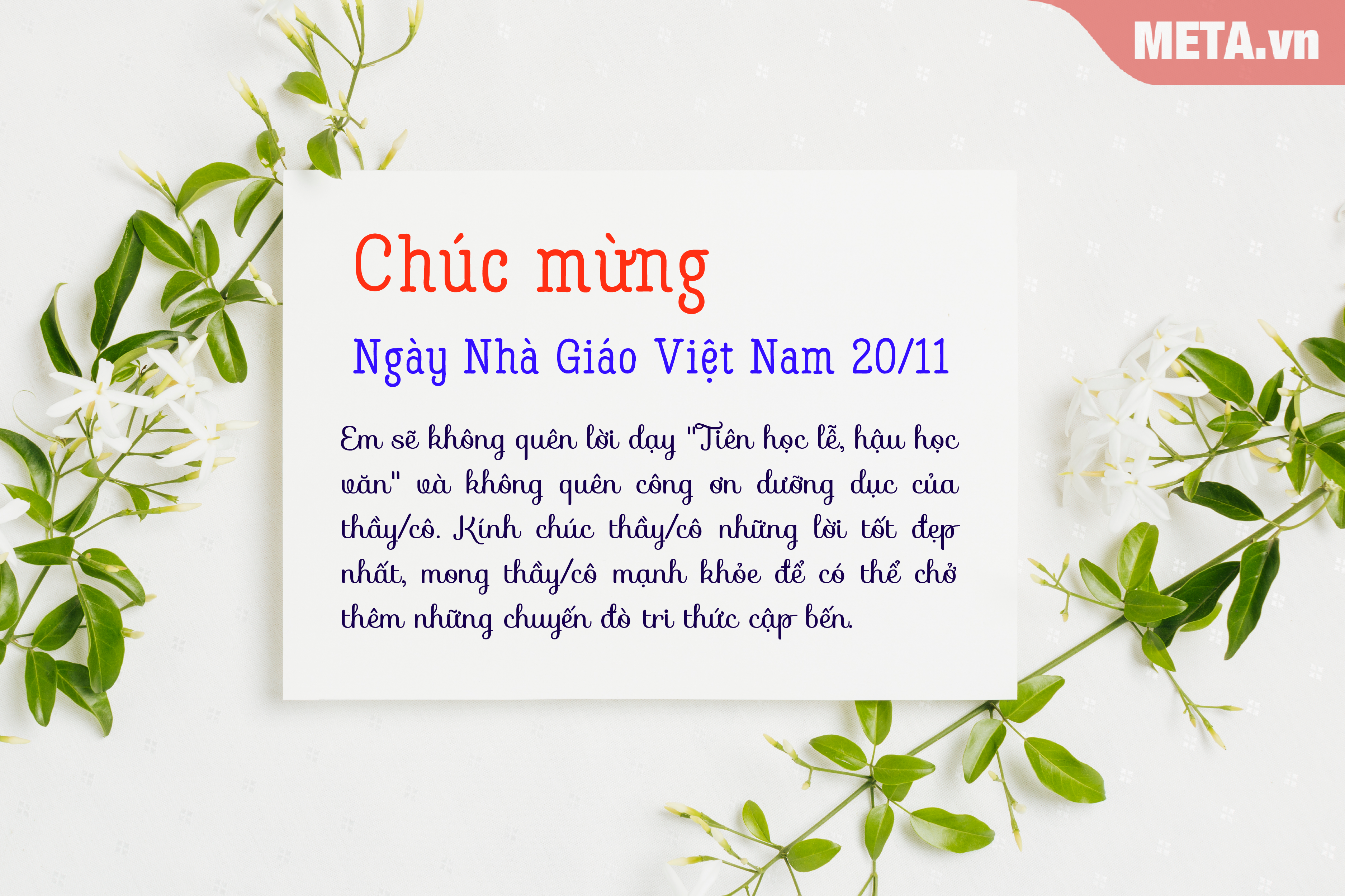 Viết thiệp chúc mừng ngày 20/11
