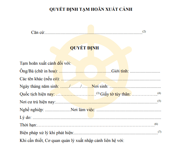 Quyết định tạm hoãn xuất cảnh mẫu M01