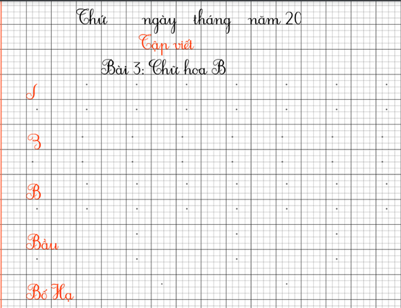 Giấy luyện viết chữ hoa cỡ nhỏ