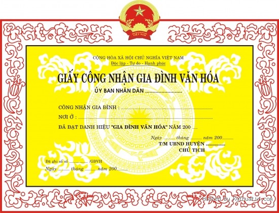 Giấy chứng nhận gia đình văn hóa