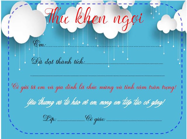 Thư khen học sinh