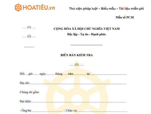 Biên bản kiểm tra về phòng cháy chữa cháy