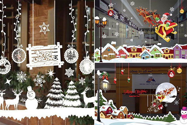 Trang trí noel tường và cửa kính