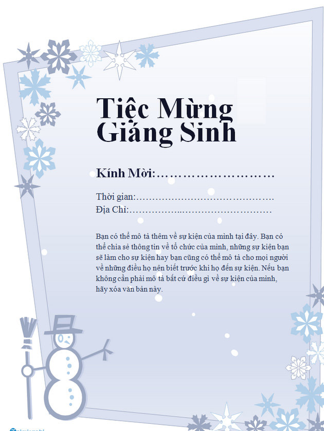 Giấy mời dự tiệc Giáng sinh