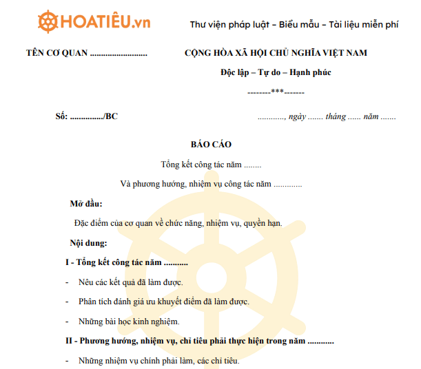 Mẫu báo cáo tổng kết cuối năm 2024