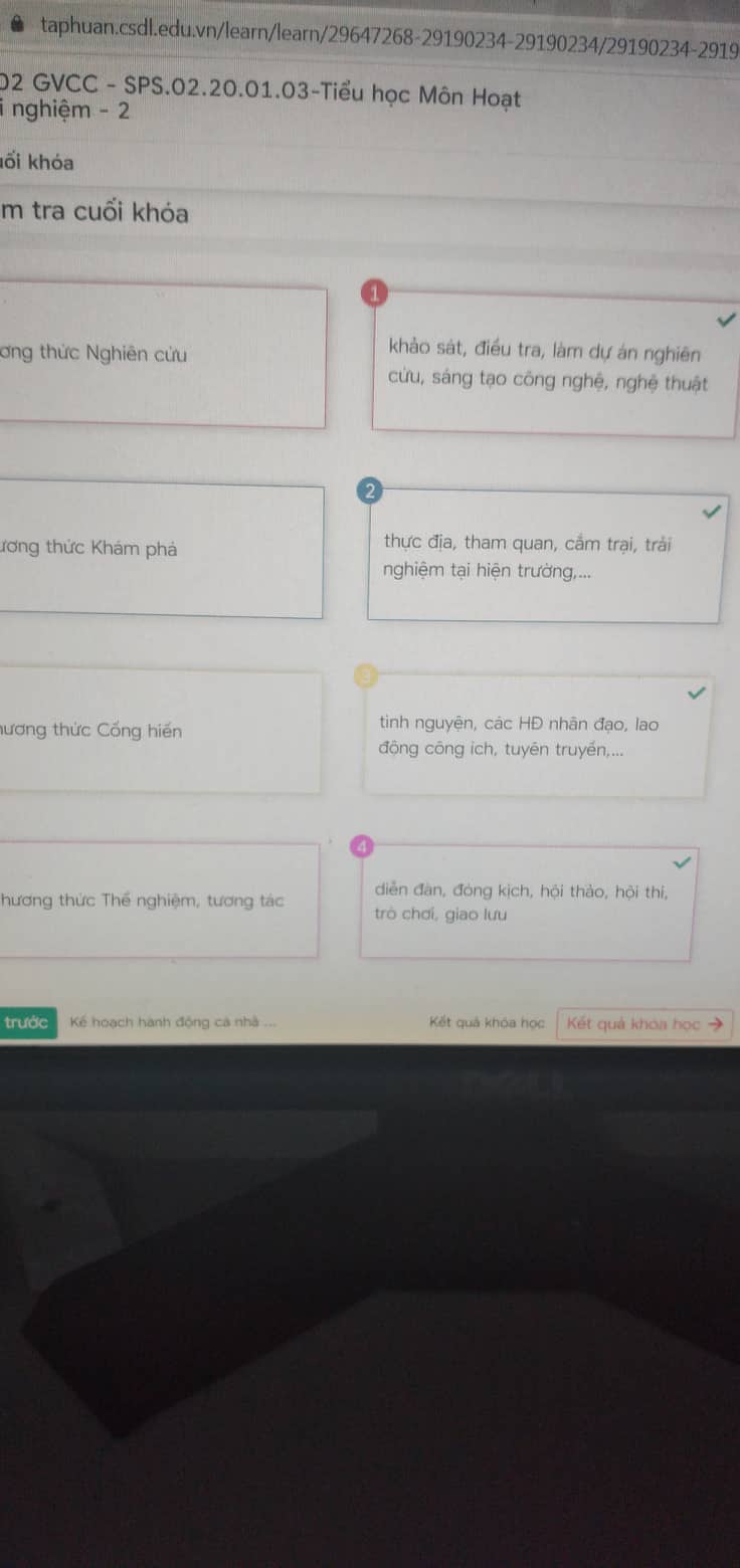 Đáp án bài tập cuối khóa tập huấn mô đun 2