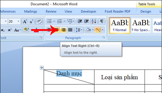 Nhập nội dung ô chéo trong word