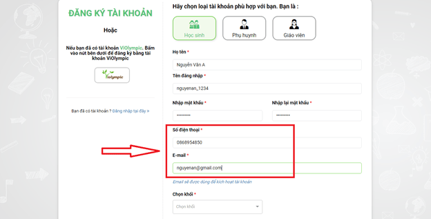 Hướng dẫn tạo tài khoản VioEdu