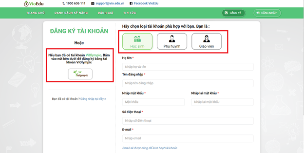 Hướng dẫn đăng ký tài khoản học trực tuyến VioEdu
