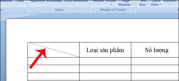 Kẻ đường chéo trong ô word