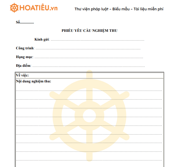 Mẫu biên bản yêu cầu nghiệm thu
