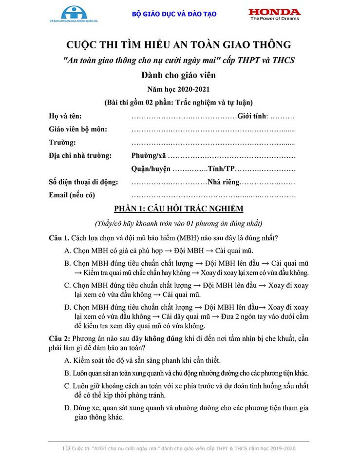 An toàn giao thông cho nụ cười ngày mai