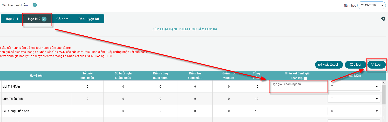 Cách nhận xét đánh giá kết quả học tập trên hệ thống SMAS