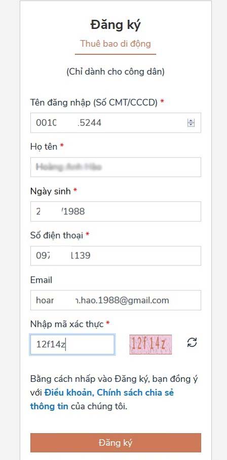 Đăng ký dịch vụ công quốc gia