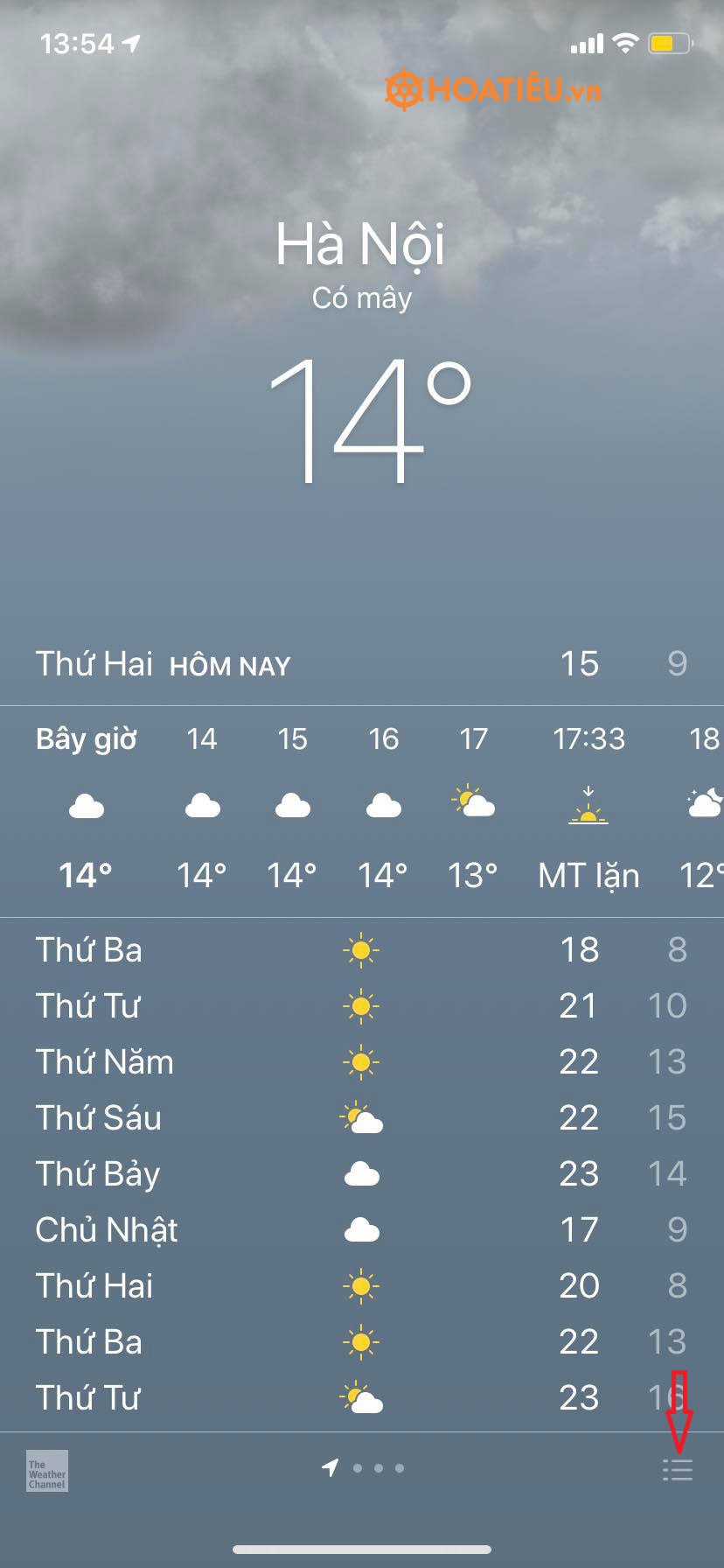 Hướng dẫn xem nhiệt độ trên iphone