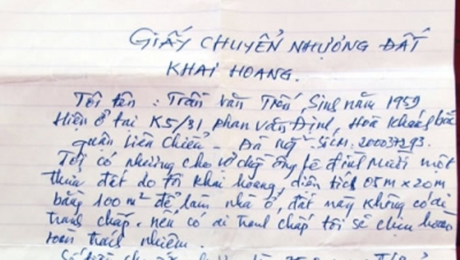Giấy mua đất viết tay có giá trị pháp lý không?