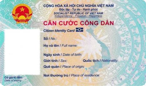 Mẫu thẻ căn cước gắn chip