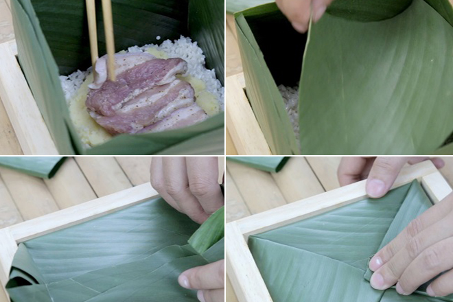 Cách cắt lá dong gói bánh chưng đẹp mắt