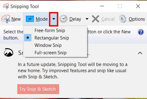 Chụp màn hình bằng Snipping Tool