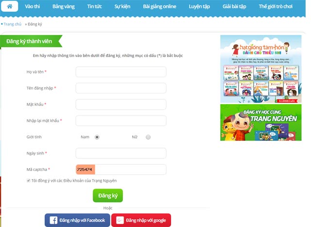 Cách đăng ký Trạng Nguyên Tiếng Việt