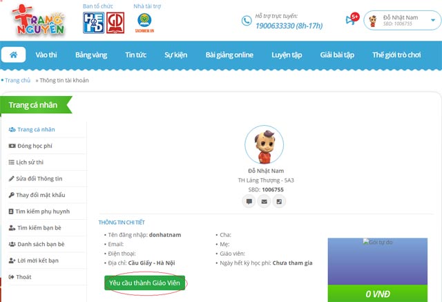 Cách tạo tài khoản Trạng Nguyên Tiếng Việt