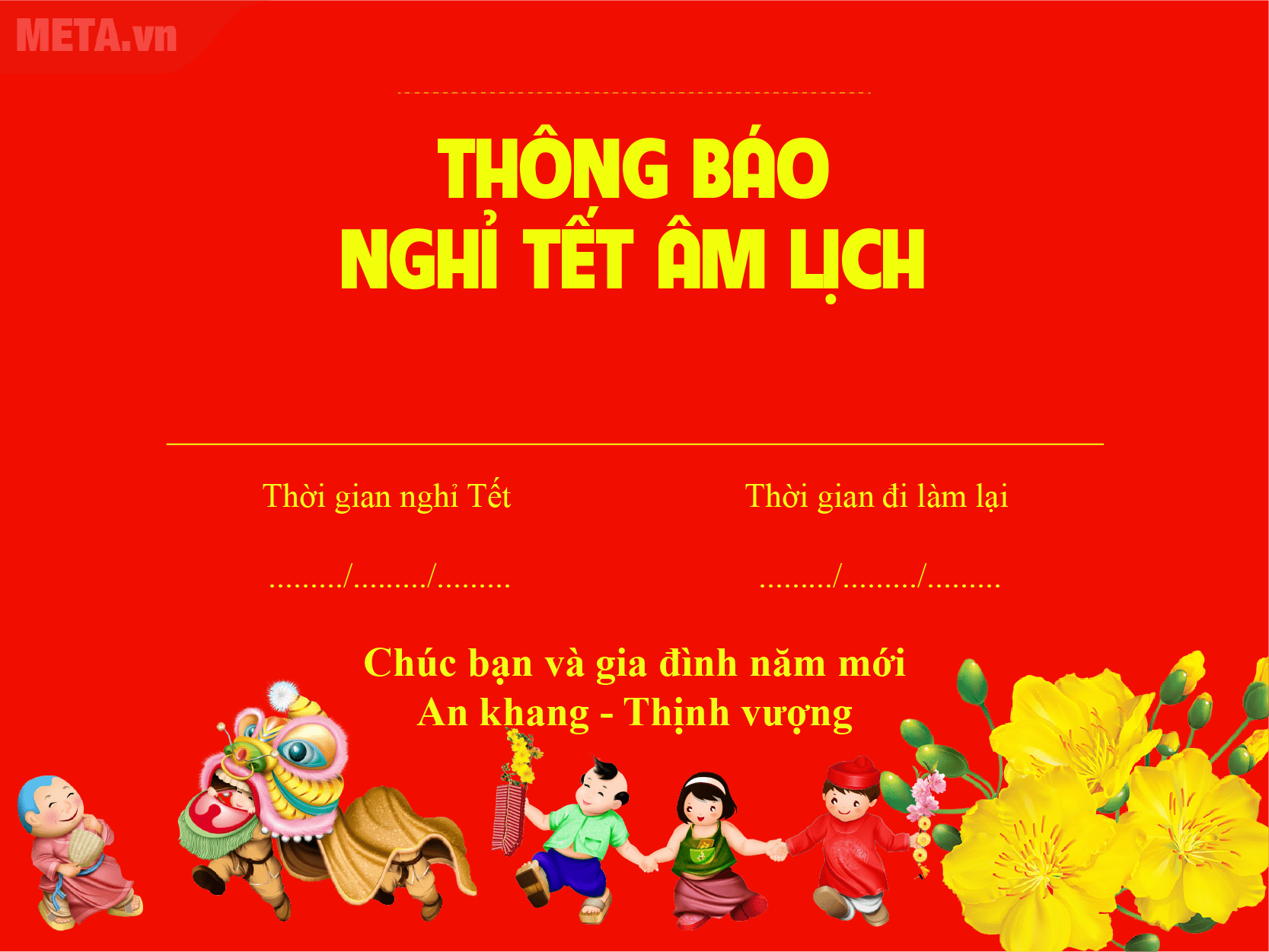 Banner thông báo nghỉ lễ Tết Âm lịch
