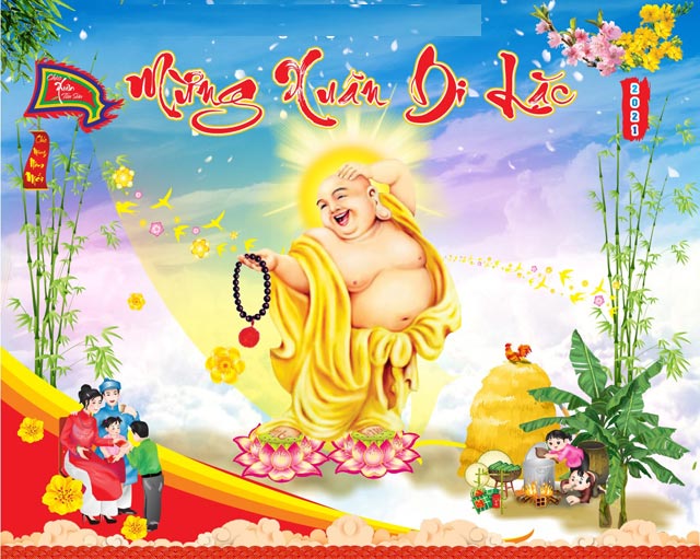 Hình nền Phật Di Lặc mừng xuân