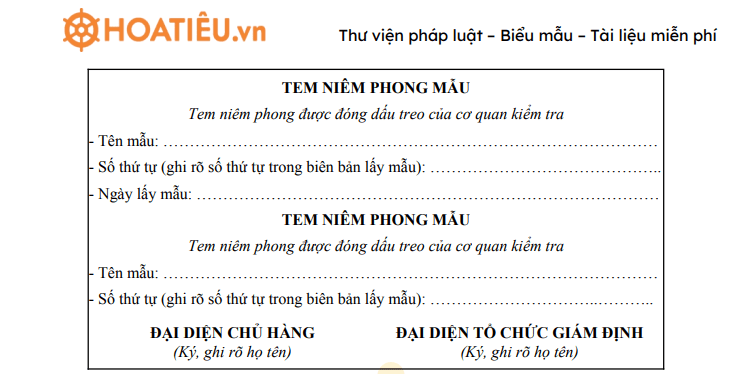 Mẫu tem niêm phong