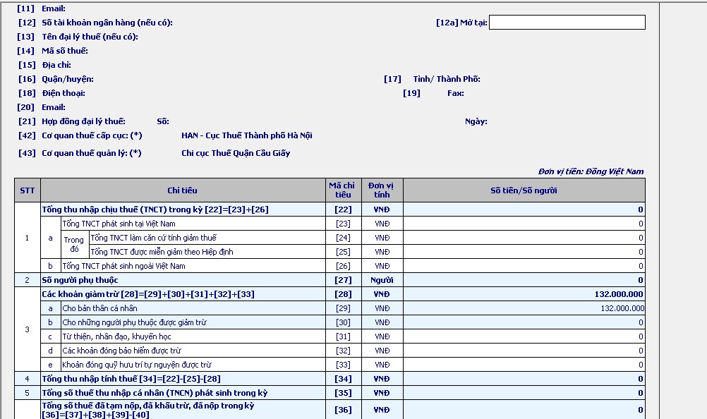 Hồ sơ quyết toán thuế thu nhập cá nhân năm 2021