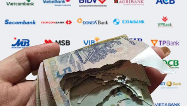 Phí đổi tiền rách ở ngân hàng Agribank, Vietcombank, Vietin Bank, ACB