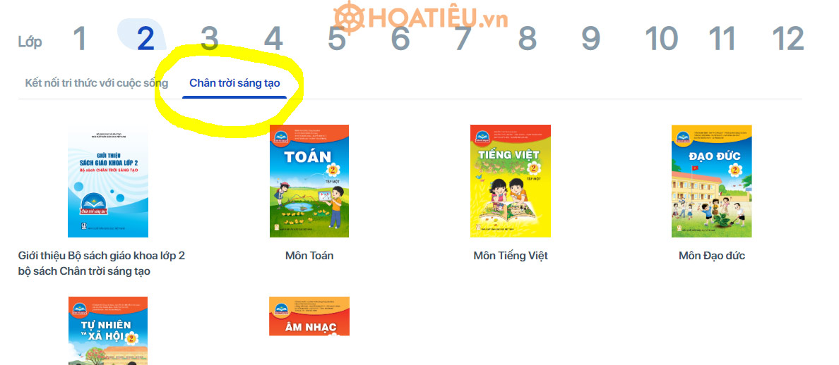 Hướng dẫn xem các bộ sách giáo khoa lớp 2 bộ Chân trời sáng tạo