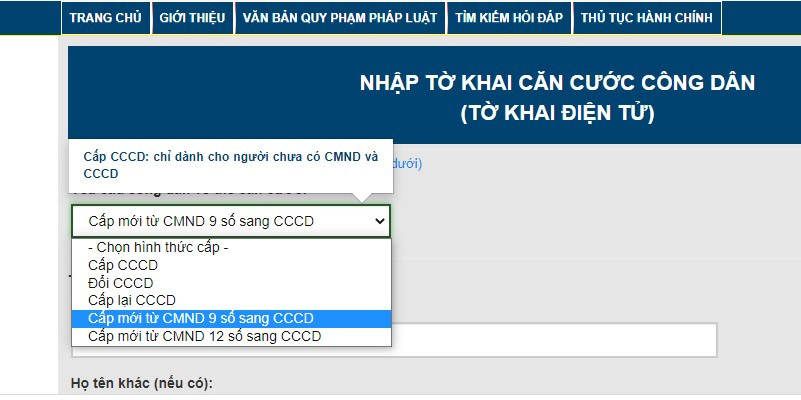 Làm căn cước công dân online