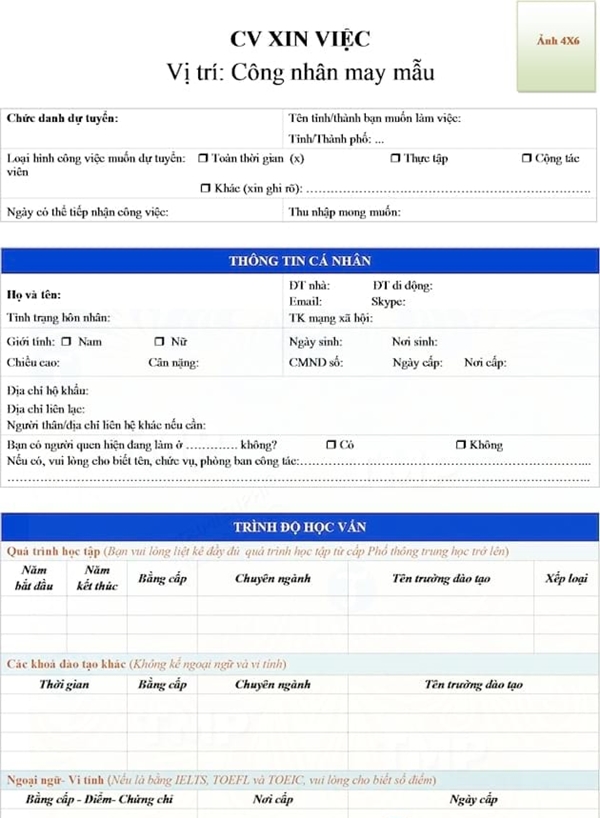 Cách viết hồ sơ xin việc làm công nhân