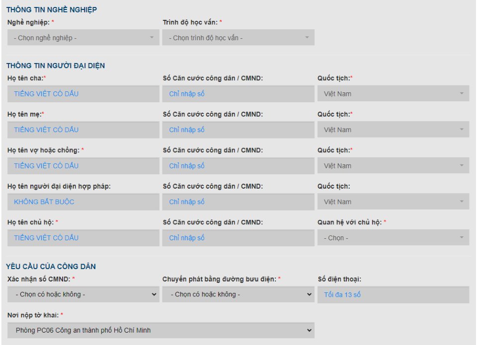 Khai căn cước công dân online
