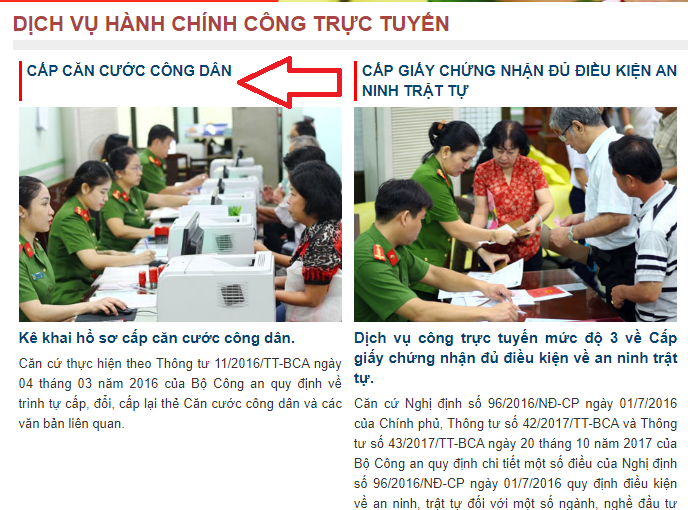 Khai căn cước công dân online