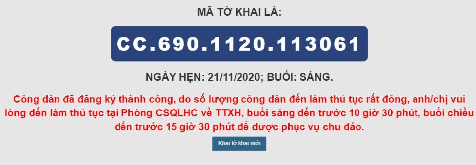 Khai căn cước công dân online
