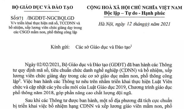 Hướng dẫn thực hiện xếp lương giáo viên