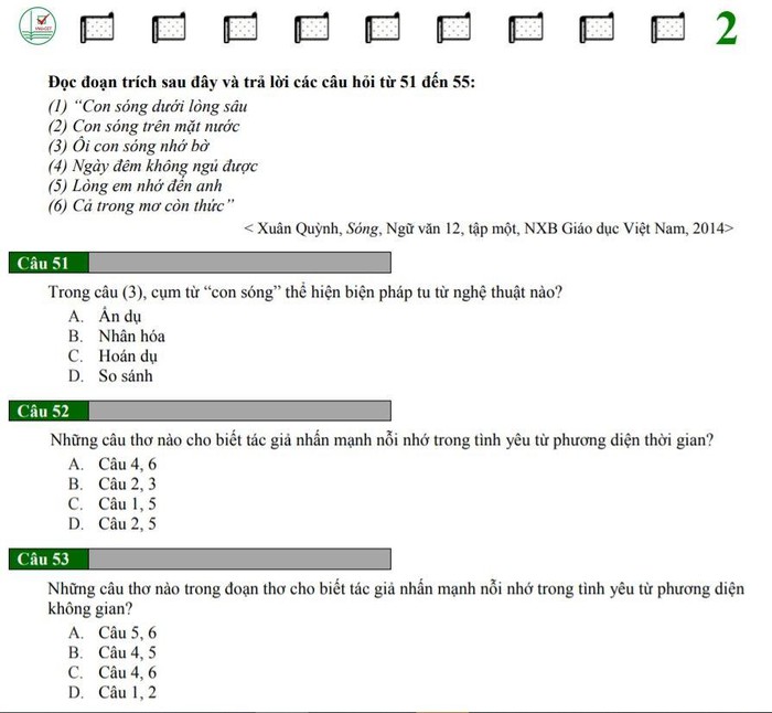 Đề thi mẫu đánh giá năng lực Đại học quốc gia Hà Nội 2021