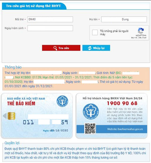 Tra cứu giá trị sử dụng của thẻ BHYT 