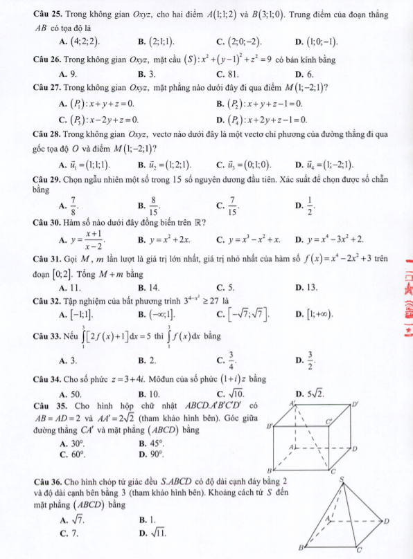 bộ đề minh họa 2021