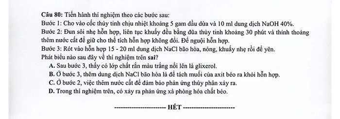 Đáp án đề tham khảo THPT 2021 môn hóa