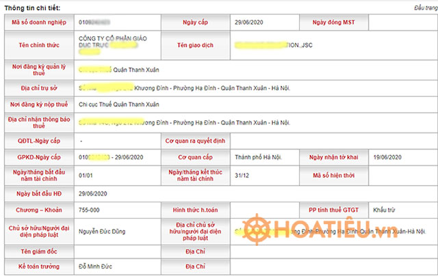Tra cứu ngày cấp MST doanh nghiệp