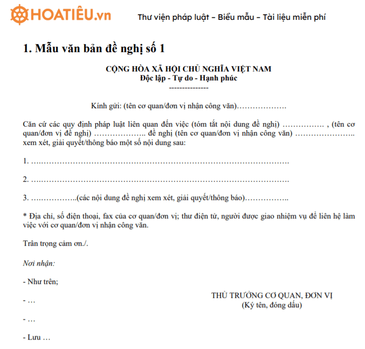 Mẫu văn bản đề nghị