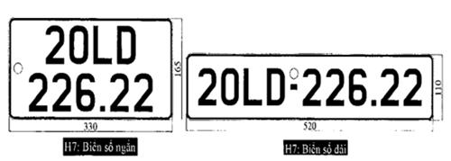 Phụ lục Thông tư 58 về đăng ký xe